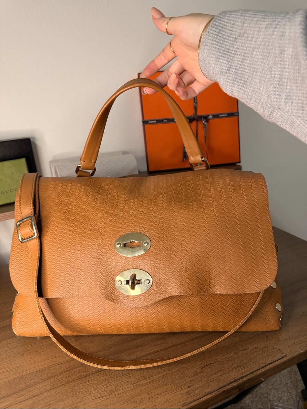 AUTHENTIC - Whiskey Zanellato Large Postina Shoulder Bag